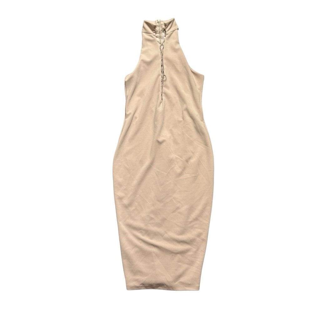 Nookie Lace Up Neckline Bodycon Midi Halter Dress